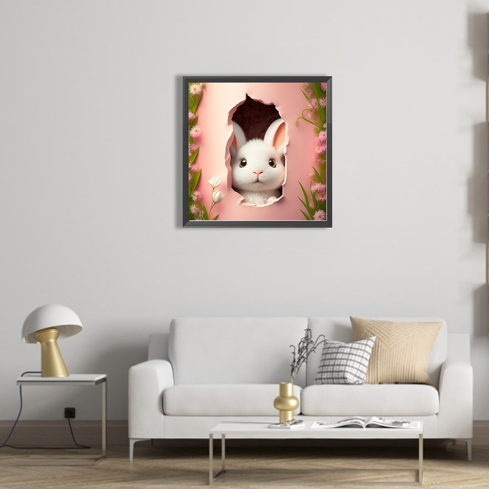 Bunny In The Wall - Full AB Square Drill Diamond Painting 40*40CM