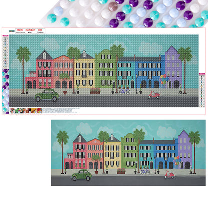 Colorful Buildings - Full Round Drill Diamond Painting 70*30CM