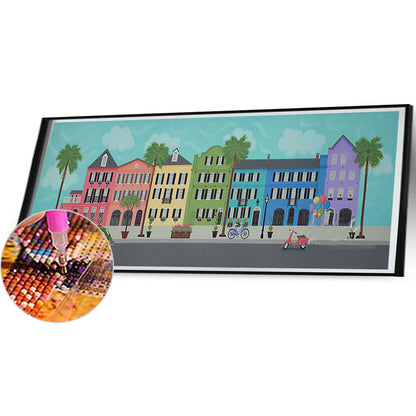 Colorful Buildings - Full Round Drill Diamond Painting 70*30CM