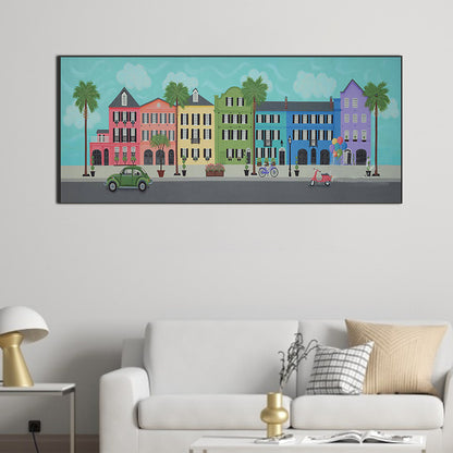 Colorful Buildings - Full Round Drill Diamond Painting 70*30CM