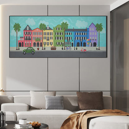 Colorful Buildings - Full Round Drill Diamond Painting 70*30CM