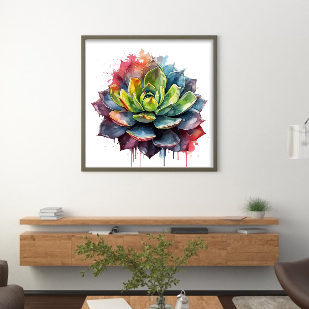 Colorful Succulents - 11CT Stamped Cross Stitch 50*50CM