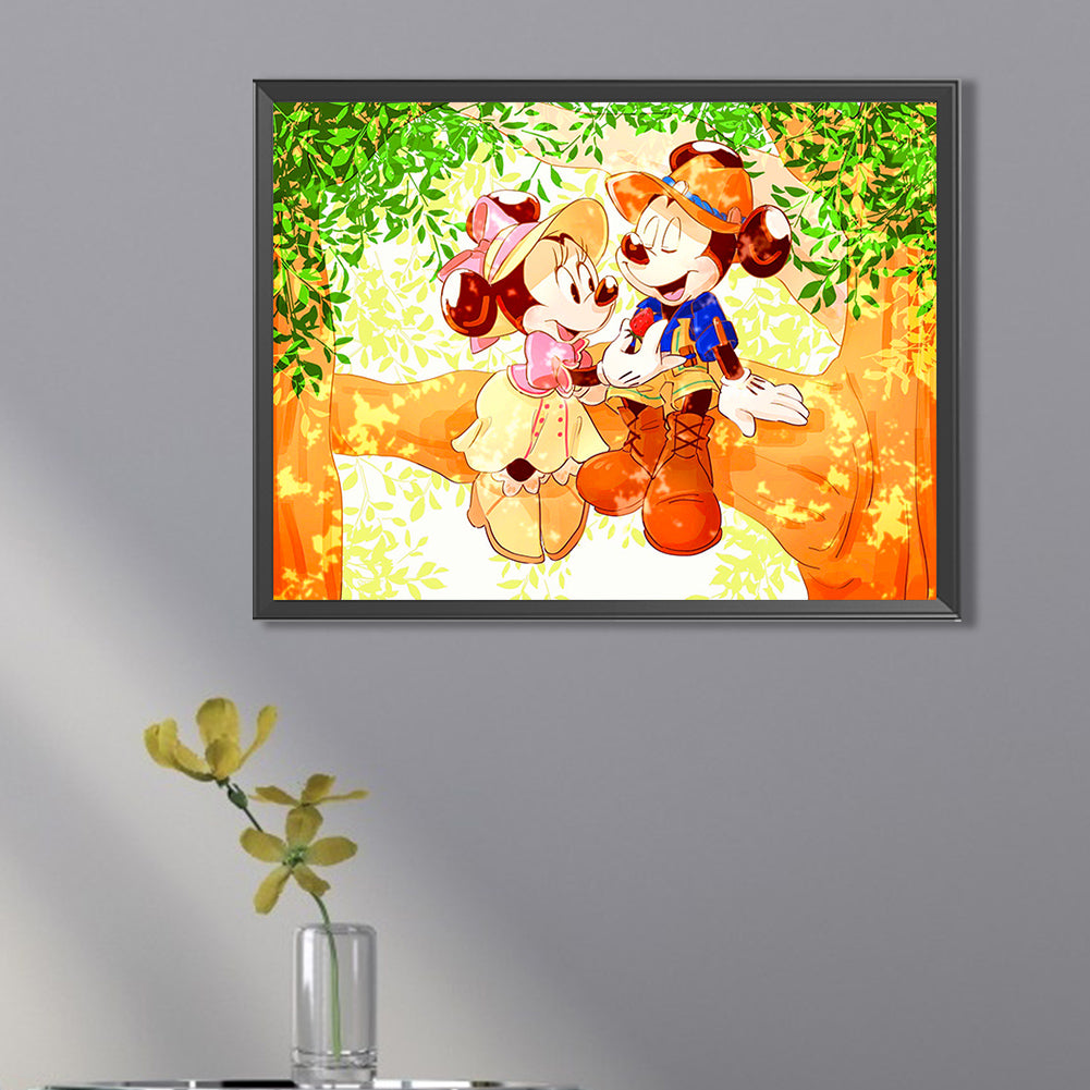 Mickey And Minnie On The Tree - Full AB Square Drill Diamond Painting 40*30CM