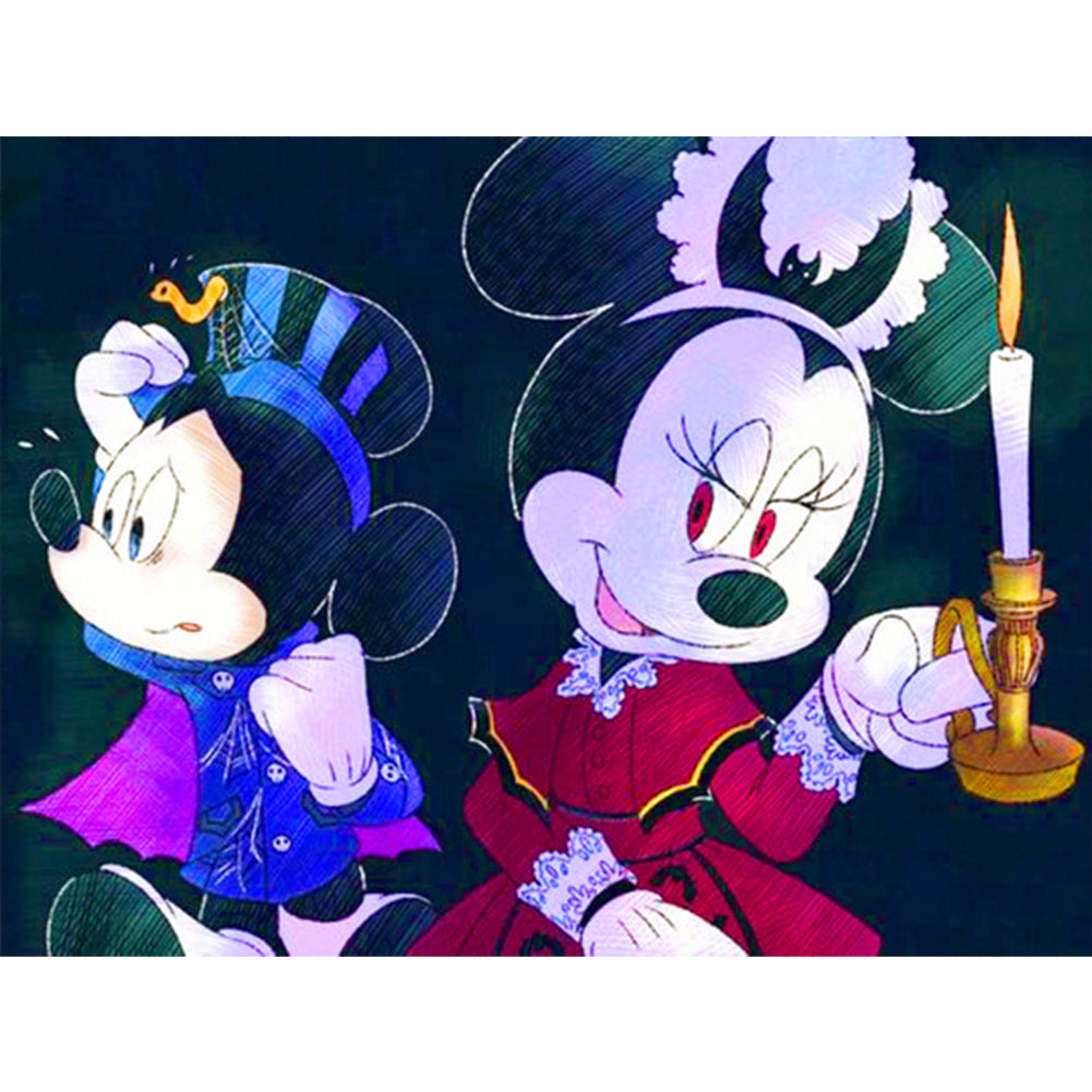 Halloween Mickey And Minnie - Full AB Square Drill Diamond Painting 40*30CM