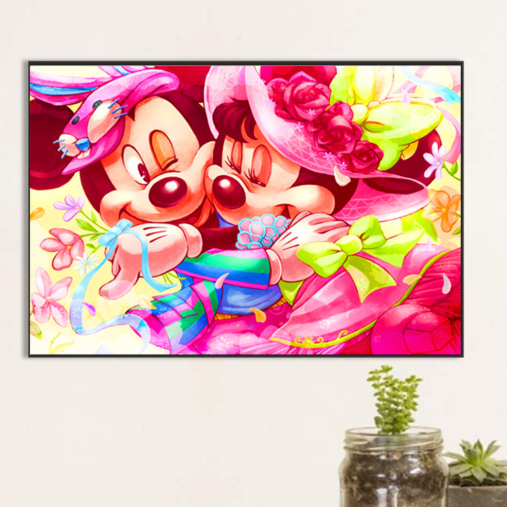 Happy Smiles Of Mickey And Minnie - Full AB Square Drill Diamond Painting 60*40CM