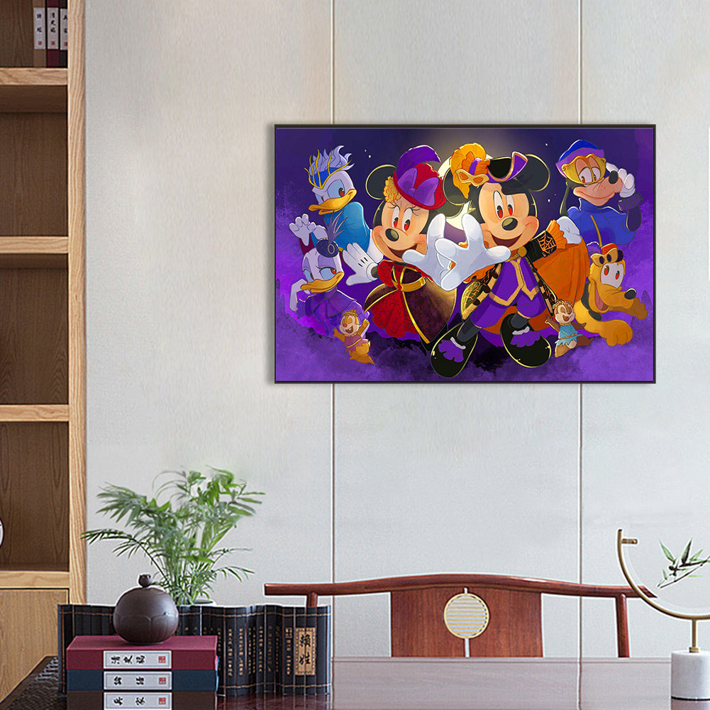 Halloween Vampire Dress Up As Mickey Mouse And His Friends - Full AB Square Drill Diamond Painting 60*40CM