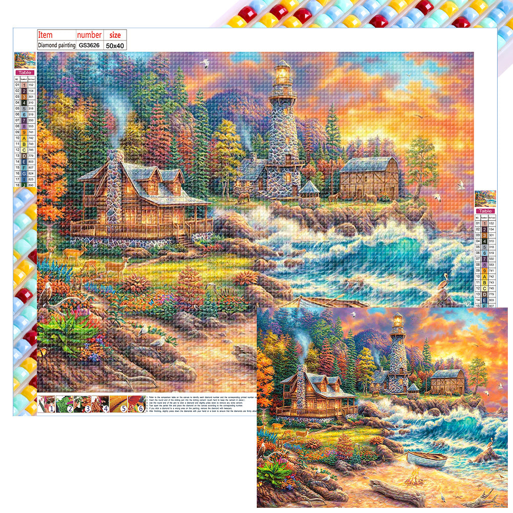 Beach House - Full Square Drill Diamond Painting 50*40CM