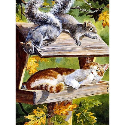 Squirrel Cat - Full Square Drill Diamond Painting 40*50CM