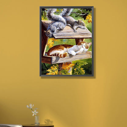 Squirrel Cat - Full Square Drill Diamond Painting 40*50CM