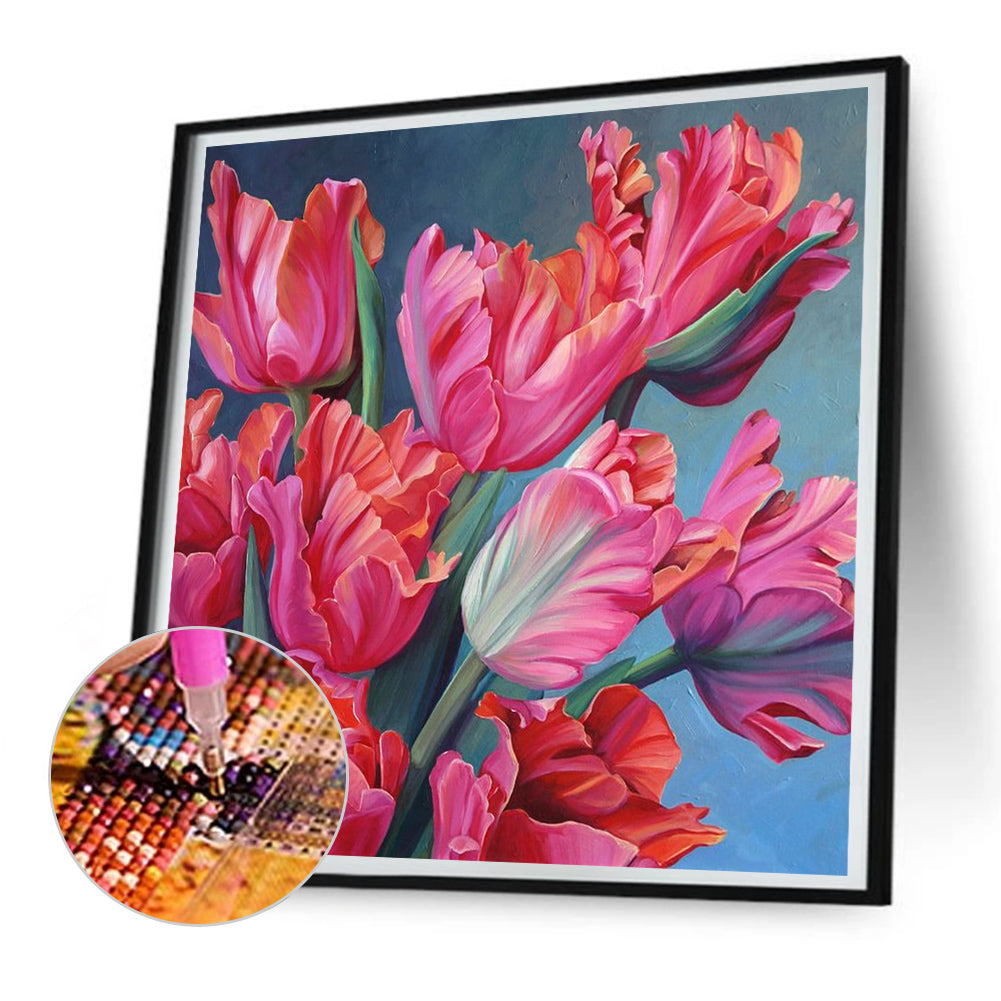 Pink Tulip - Full Round Drill Diamond Painting 30*30CM
