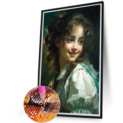 Oil Painting Girl - Full Round Drill Diamond Painting 40*60CM