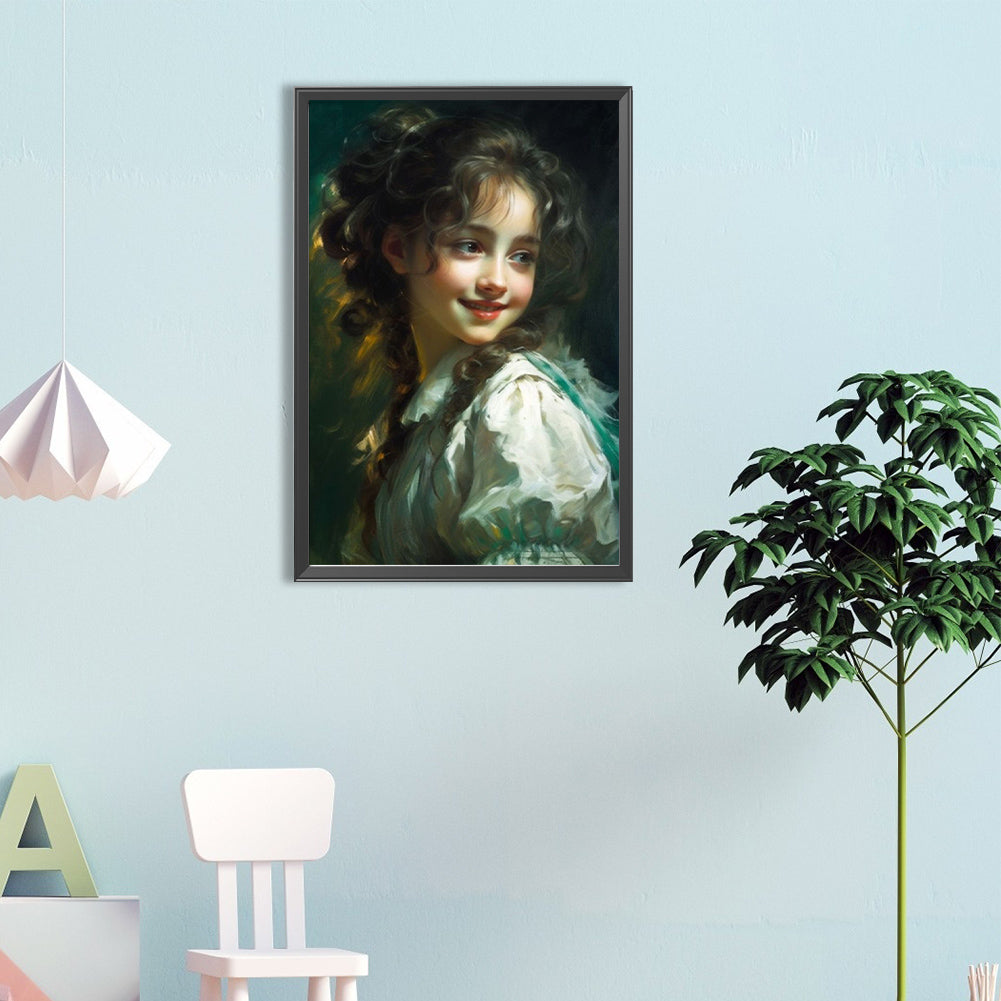 Oil Painting Girl - Full Round Drill Diamond Painting 40*60CM