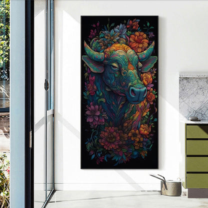 Flower Cow - Full Round Drill Diamond Painting 40*70CM
