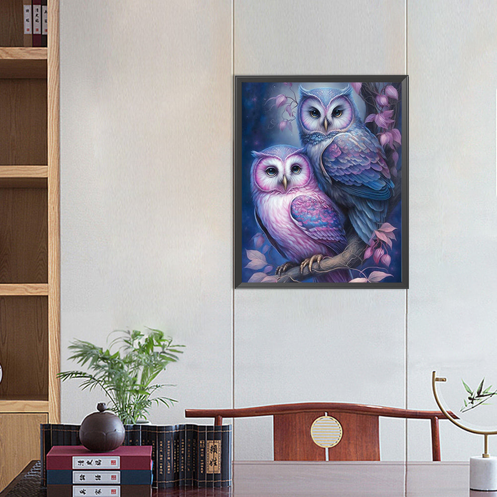 Tree Owl - Full AB Round Drill Diamond Painting 40*50CM