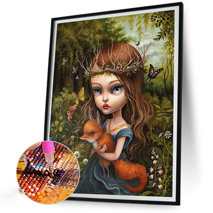 Fox Girl - Full AB Round Drill Diamond Painting 40*50CM