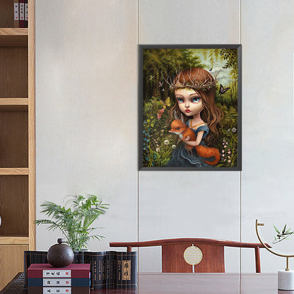 Fox Girl - Full AB Round Drill Diamond Painting 40*50CM