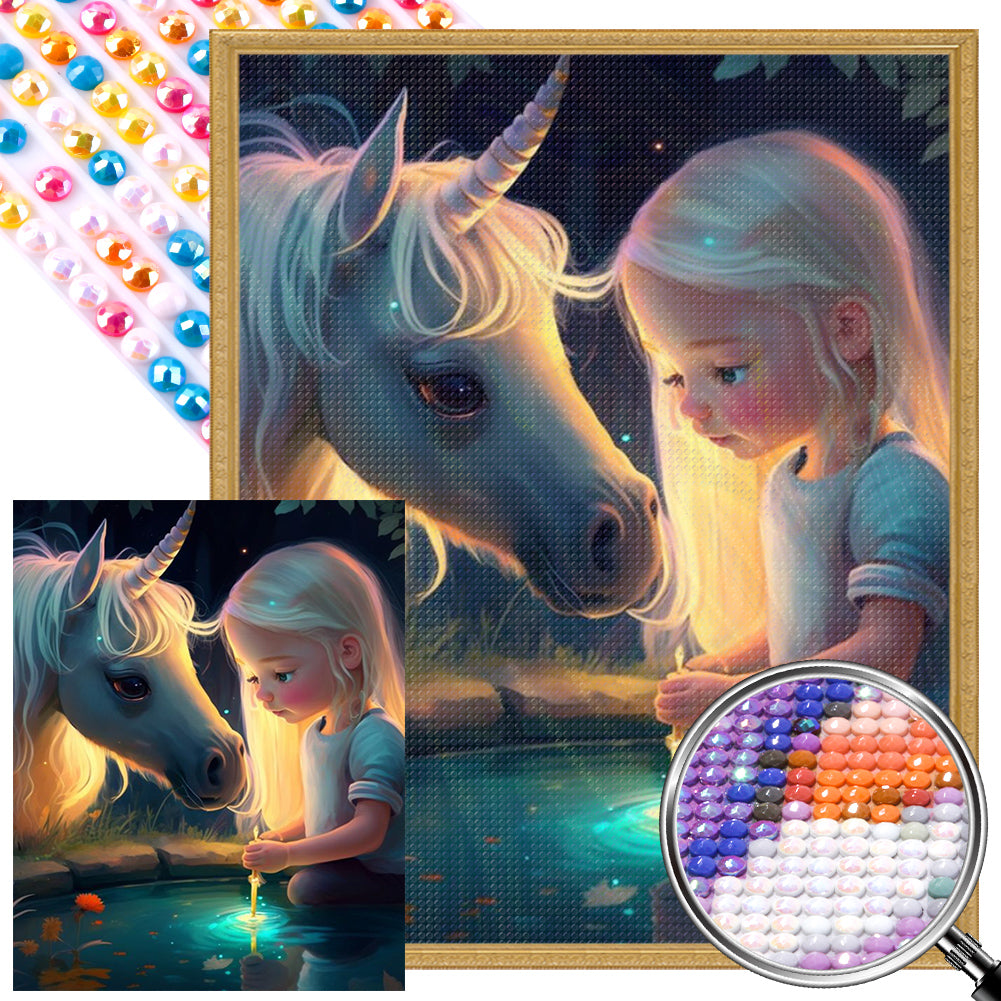 Unicorn Girl - Full AB Round Drill Diamond Painting 40*50CM