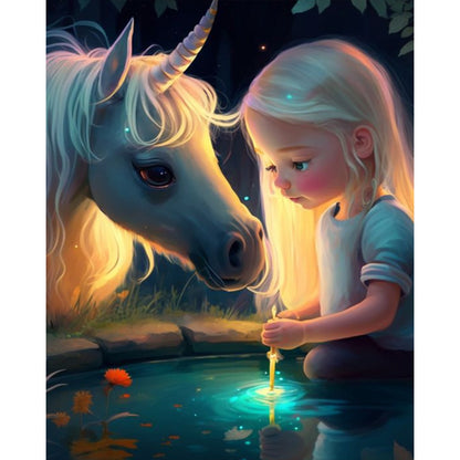 Unicorn Girl - Full AB Round Drill Diamond Painting 40*50CM