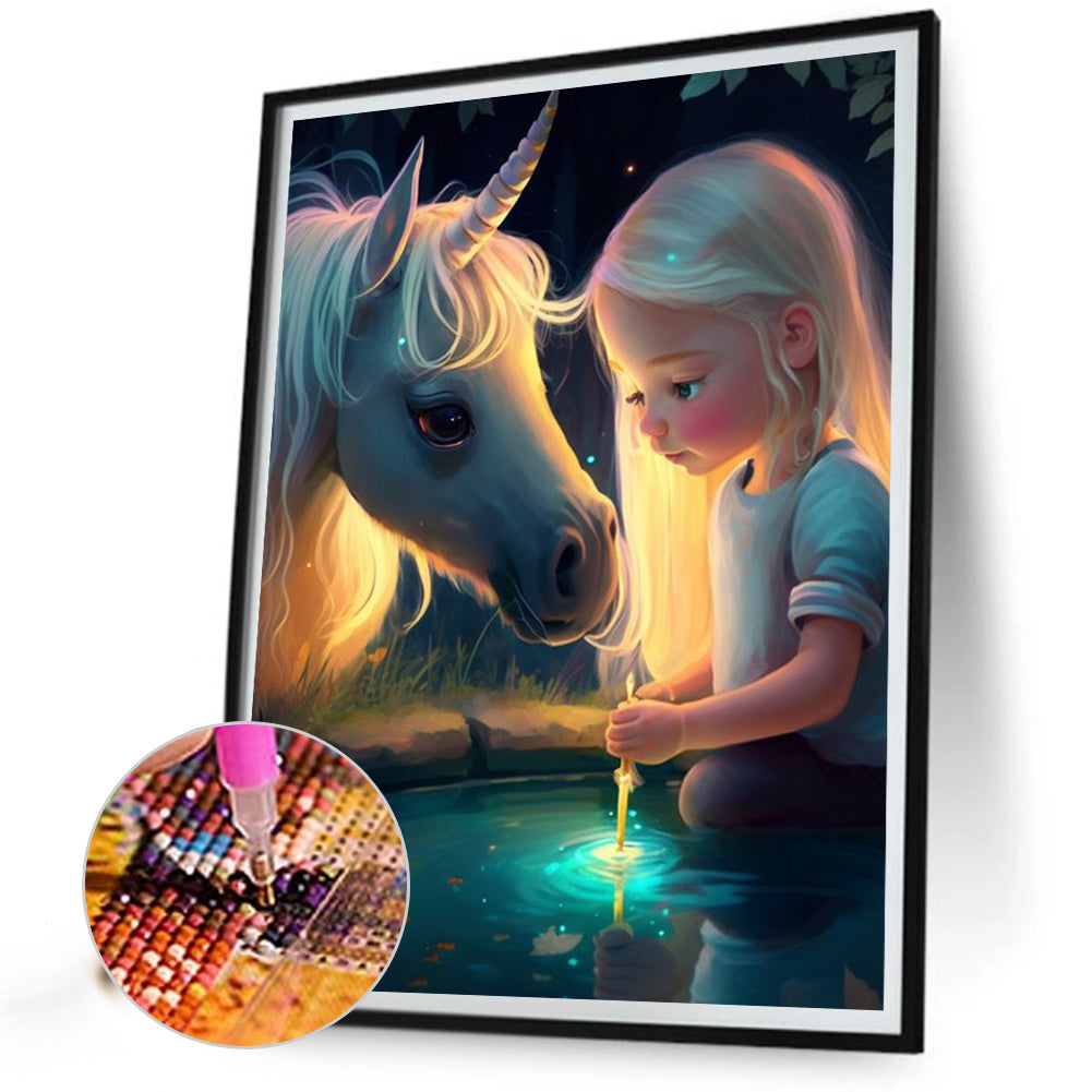 Unicorn Girl - Full AB Round Drill Diamond Painting 40*50CM