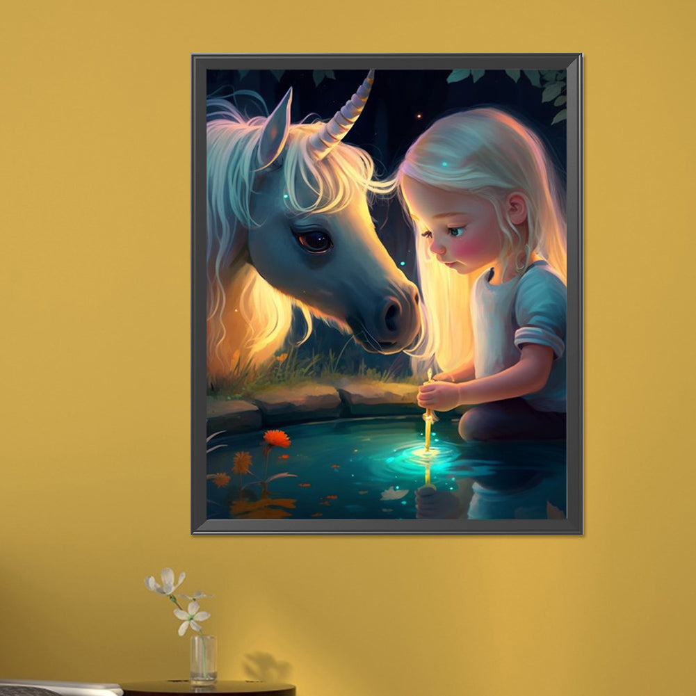 Unicorn Girl - Full AB Round Drill Diamond Painting 40*50CM