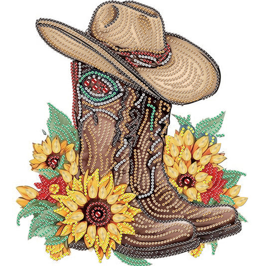 Boots And Cowboy Hat -  Special Shaped Drill Diamond Painting 30*30CM