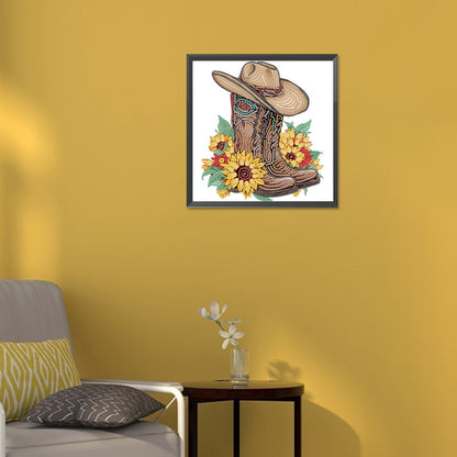 Boots And Cowboy Hat -  Special Shaped Drill Diamond Painting 30*30CM