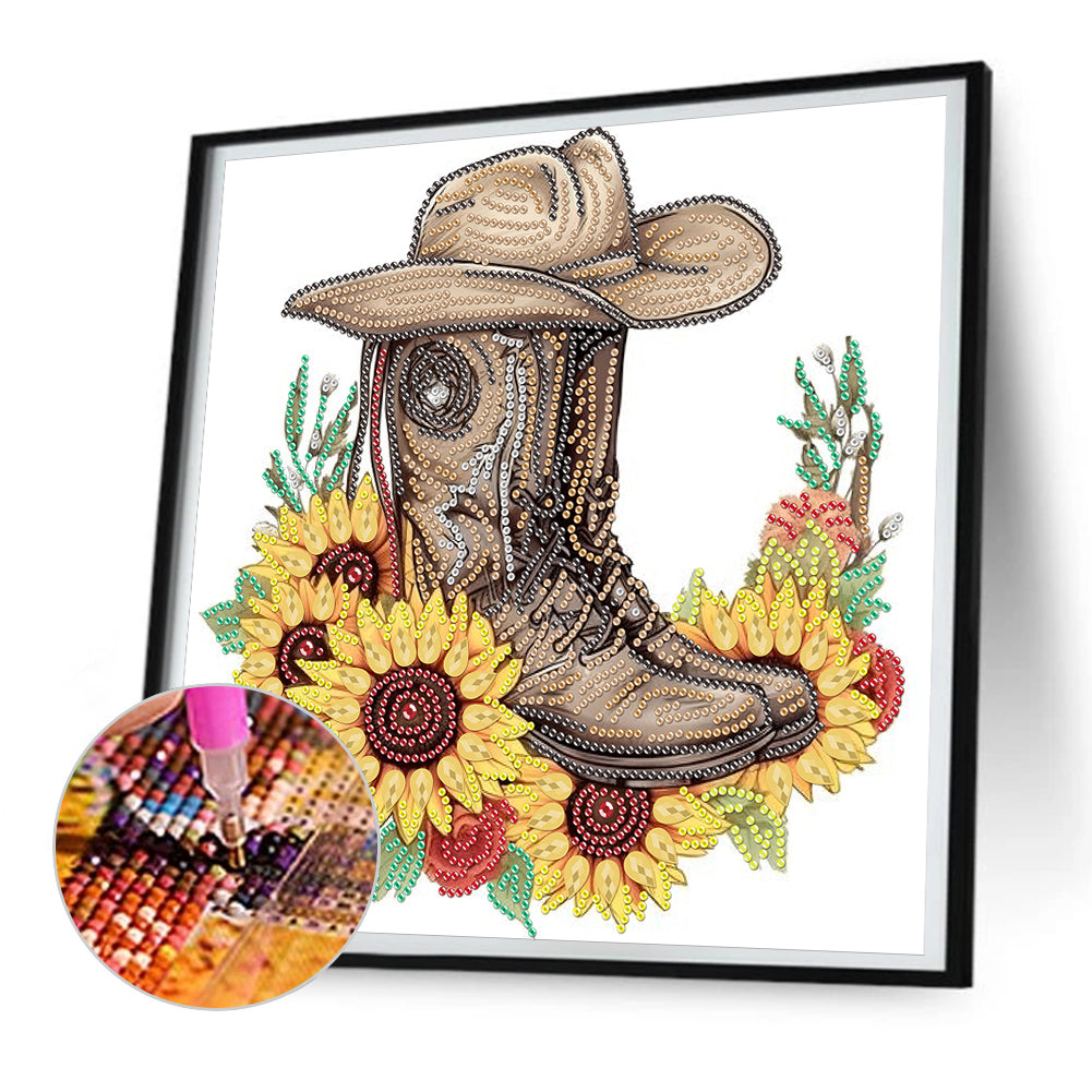 Boots And Cowboy Hat -  Special Shaped Drill Diamond Painting 30*30CM