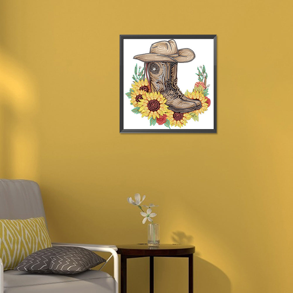 Boots And Cowboy Hat -  Special Shaped Drill Diamond Painting 30*30CM