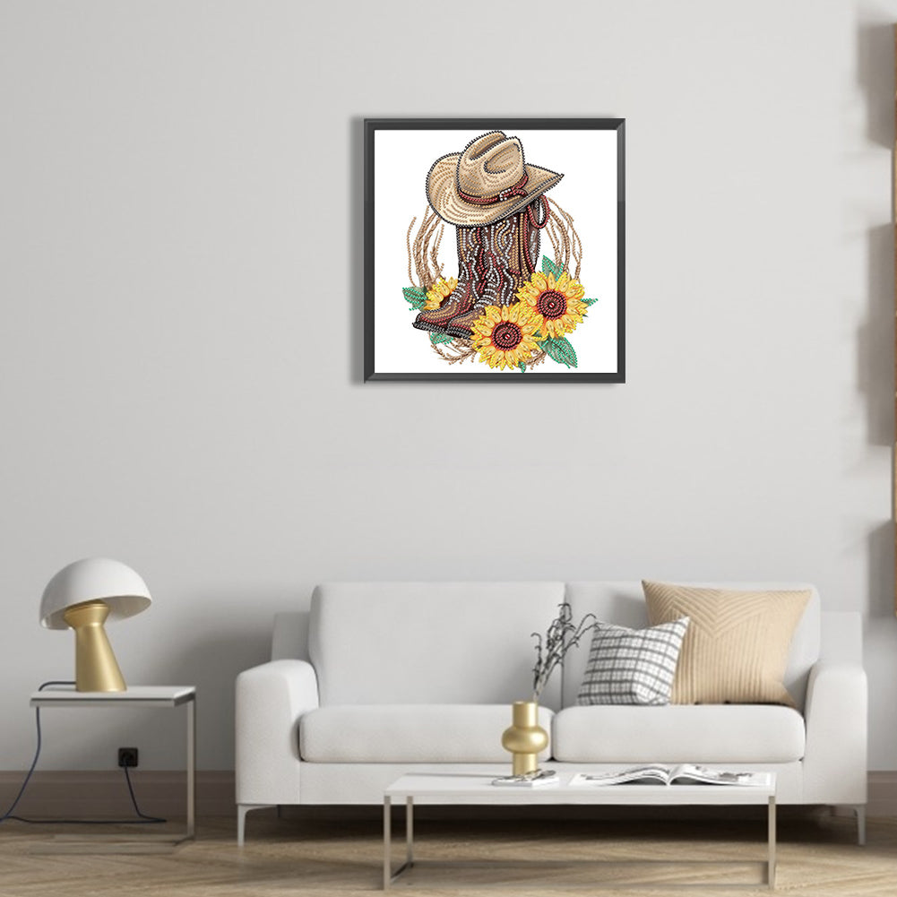 Boots And Cowboy Hat -  Special Shaped Drill Diamond Painting 30*30CM