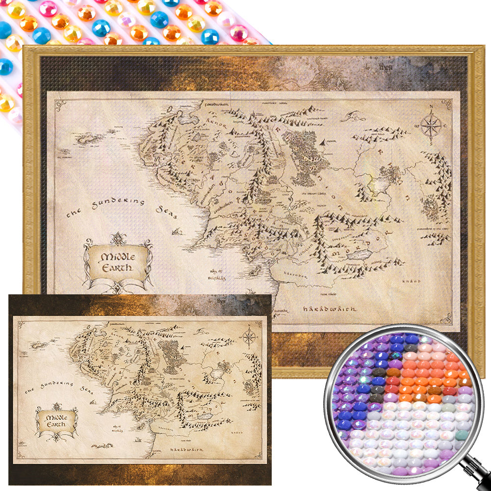 Map - Full AB Round Drill Diamond Painting 40*55CM