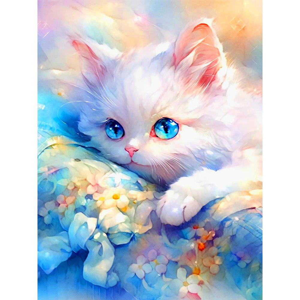 Bedridden Cat - Full AB Square Drill Diamond Painting 30*40CM