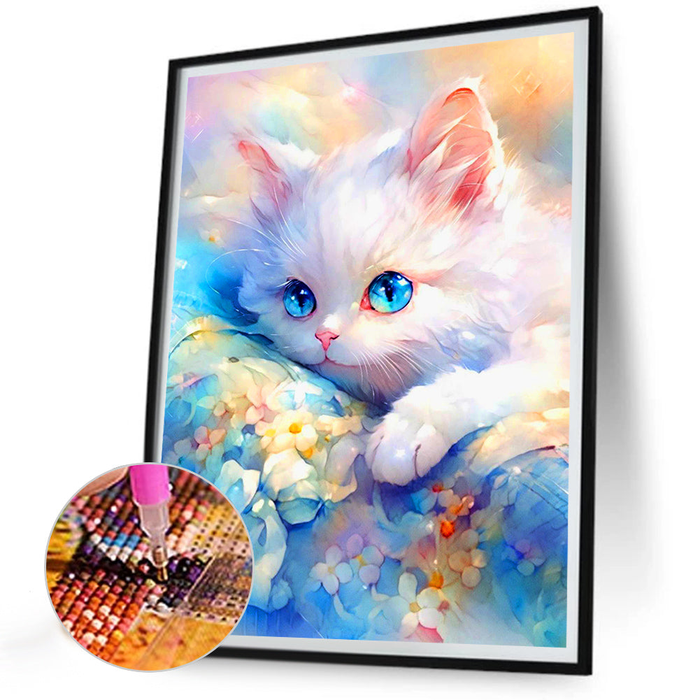 Bedridden Cat - Full AB Square Drill Diamond Painting 30*40CM