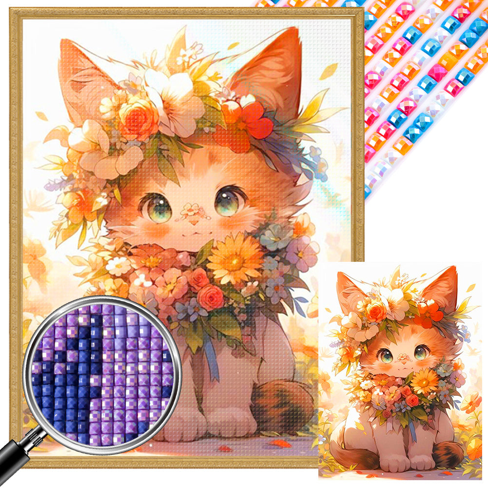 Costumed Cat - Full AB Square Drill Diamond Painting 30*40CM