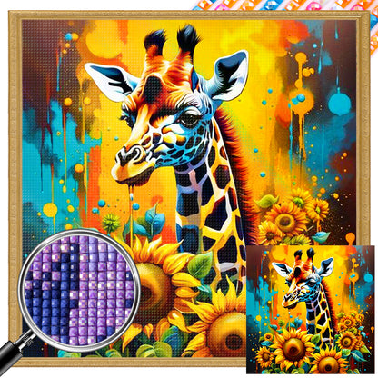 Sunflower Giraffe - Full AB Square Drill Diamond Painting 40*40CM