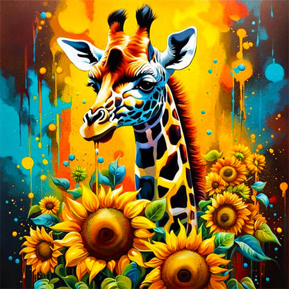 Sunflower Giraffe - Full AB Square Drill Diamond Painting 40*40CM