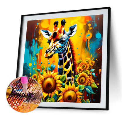Sunflower Giraffe - Full AB Square Drill Diamond Painting 40*40CM