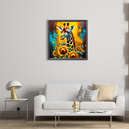 Sunflower Giraffe - Full AB Square Drill Diamond Painting 40*40CM