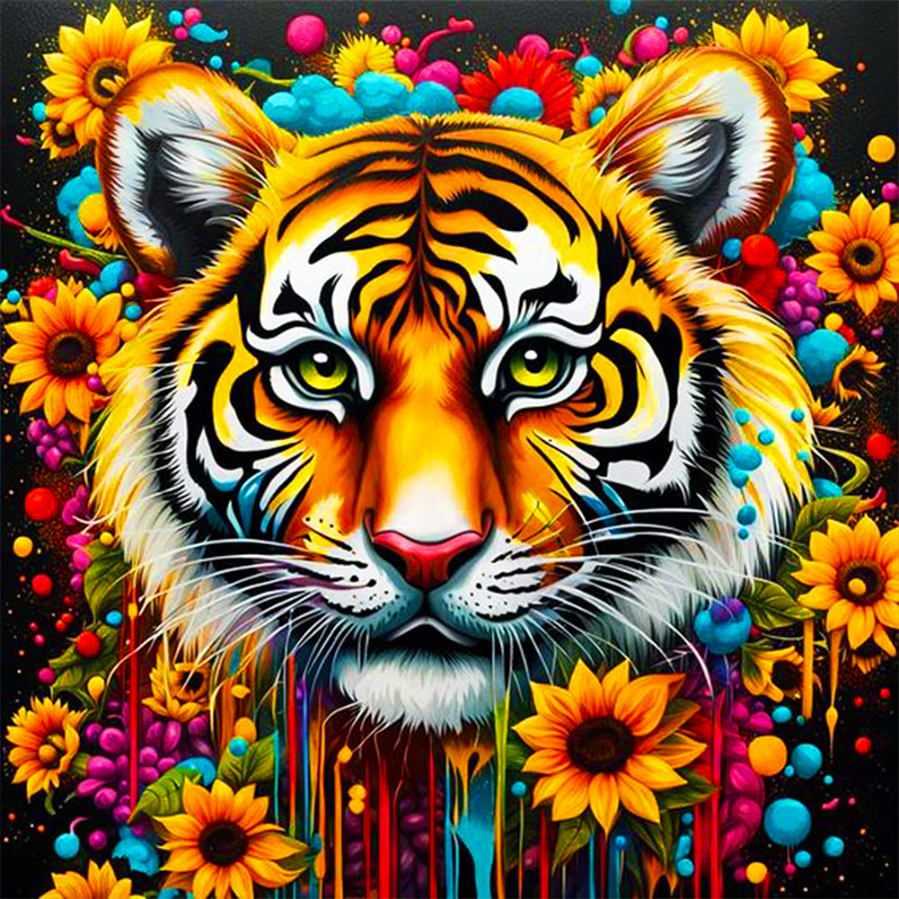 Sunflower Tiger - Full AB Square Drill Diamond Painting 40*40CM