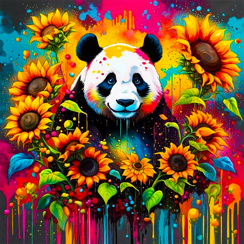 Sunflower Panda - Full AB Square Drill Diamond Painting 40*40CM