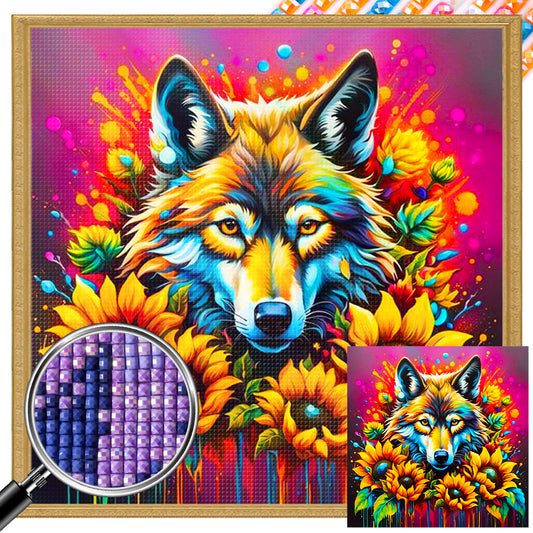 Sunflower Wolf - Full AB Square Drill Diamond Painting 40*40CM
