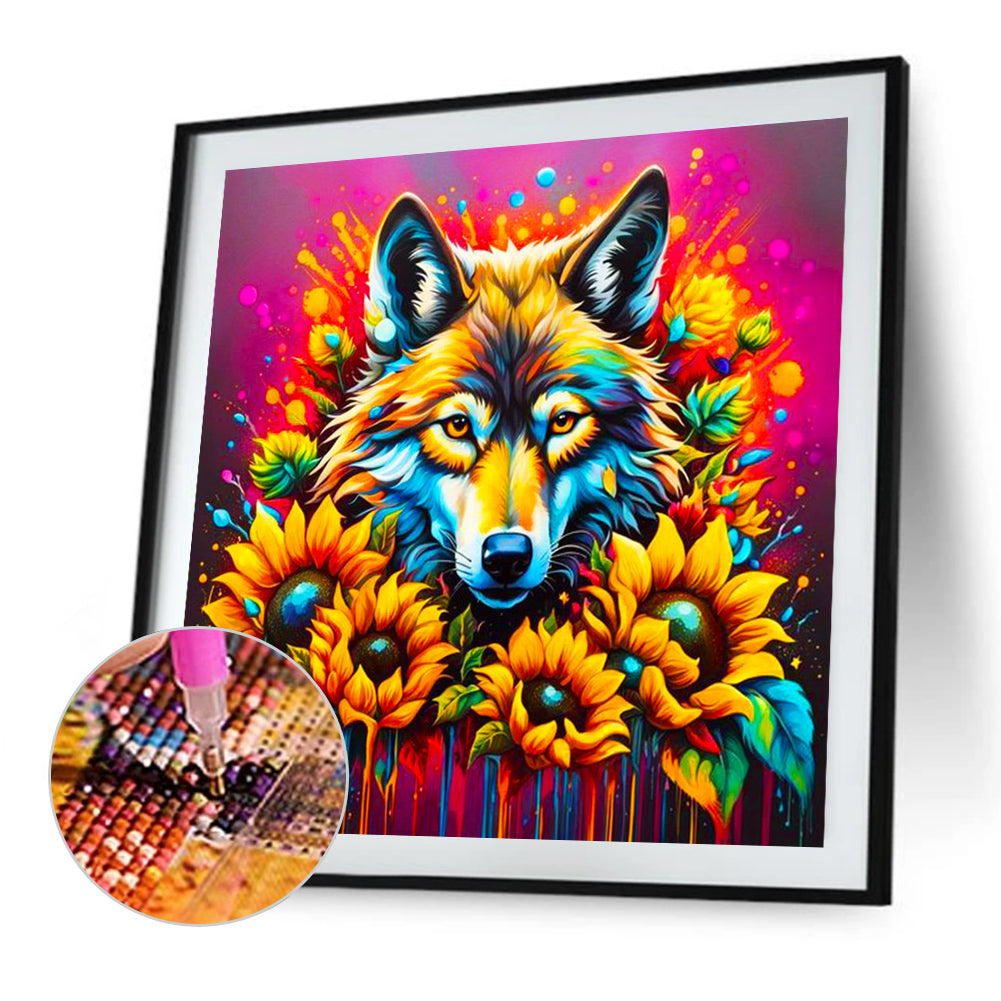 Sunflower Wolf - Full AB Square Drill Diamond Painting 40*40CM