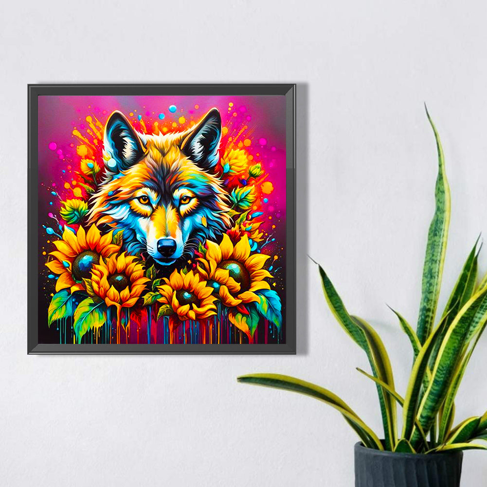 Sunflower Wolf - Full AB Square Drill Diamond Painting 40*40CM