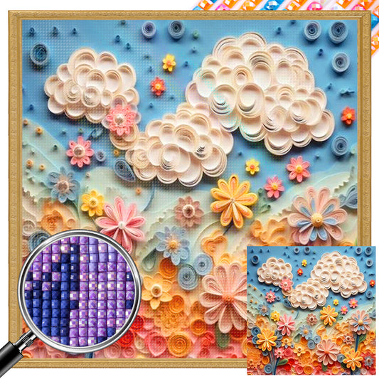 Embossed Clouds And Flowers - Full AB Square Drill Diamond Painting 40*40CM