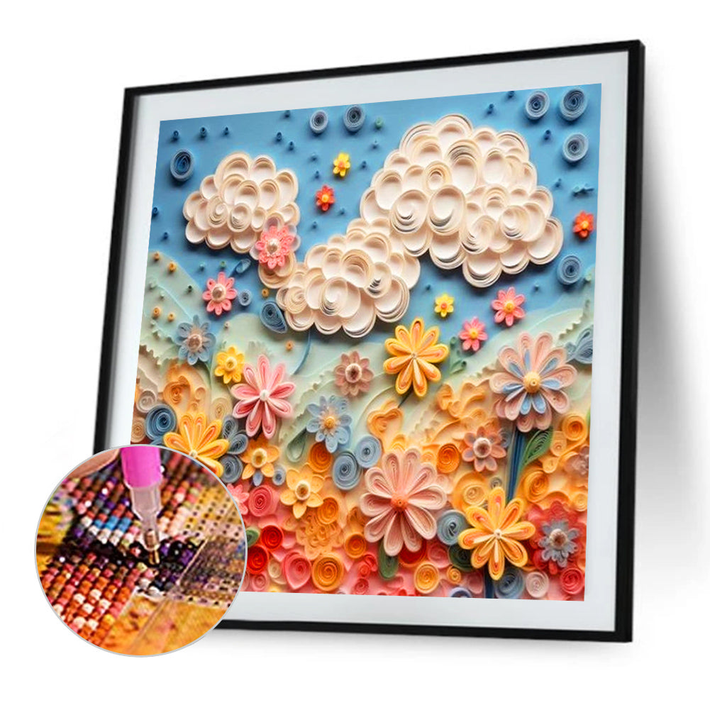 Embossed Clouds And Flowers - Full AB Square Drill Diamond Painting 40*40CM