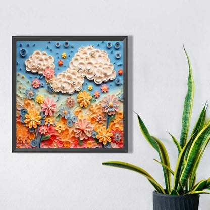 Embossed Clouds And Flowers - Full AB Square Drill Diamond Painting 40*40CM