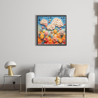 Embossed Clouds And Flowers - Full AB Square Drill Diamond Painting 40*40CM