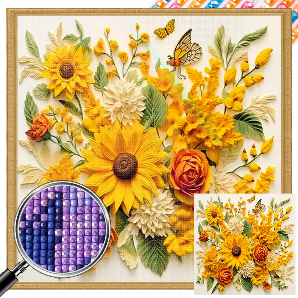 Embossed Sunflowers - Full AB Square Drill Diamond Painting 40*40CM