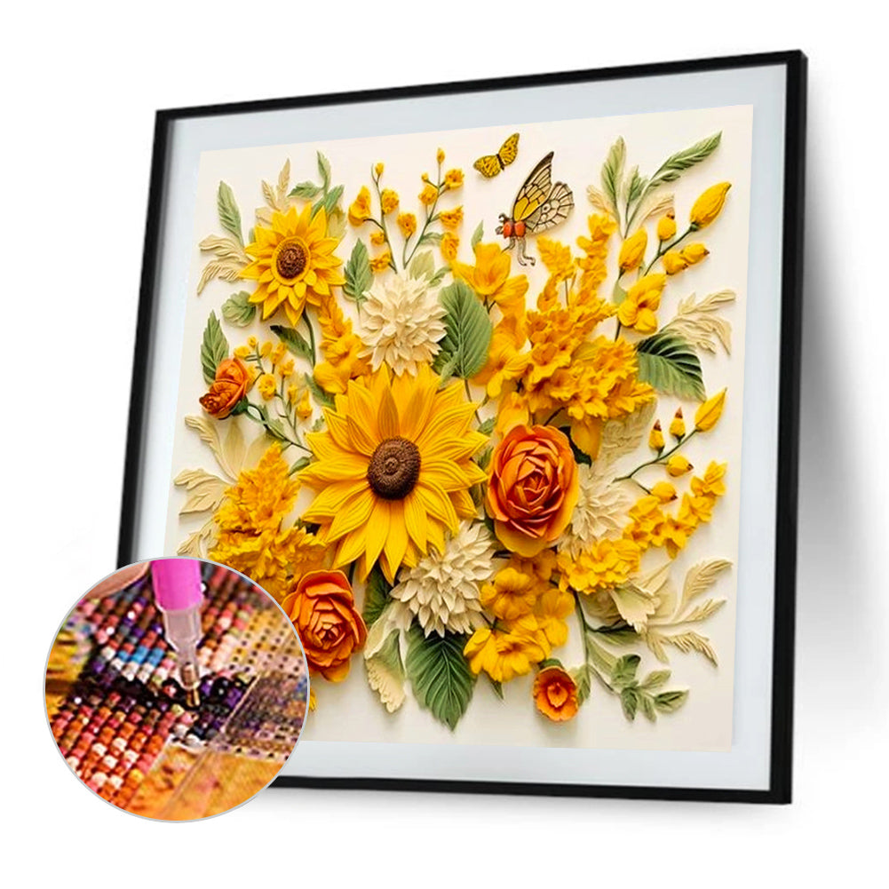 Embossed Sunflowers - Full AB Square Drill Diamond Painting 40*40CM