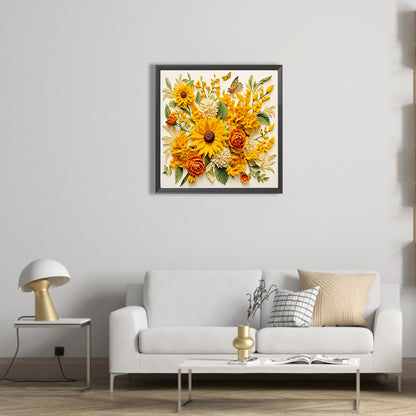 Embossed Sunflowers - Full AB Square Drill Diamond Painting 40*40CM