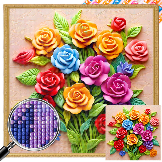 Embossed Roses - Full AB Square Drill Diamond Painting 40*40CM